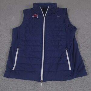 Rhoback Vest Mens L Navy Blue Fulton Performance Pepsi Logo Quilted Puffer Zip